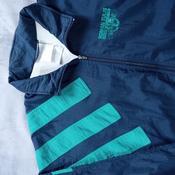 Vintage 90s Adidas Roman Tulis European Soccer School Of Excellent Windbreaker - Picture 2 of 9